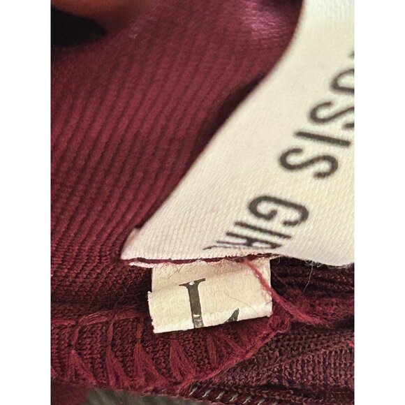 Vintage-Inspired Burgundy Dress With Peter Pan Collar & Button Details sz Large - Picture 8 of 10